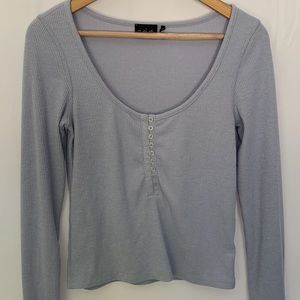 Urban Outfitters Out from Under Remi Ribbed Henley Long Sleeve Slits Size Medium